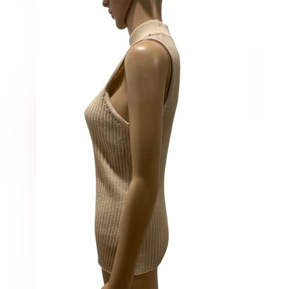 Carmen Marc Valvo Elegant Silver Beaded top size L - Picture 3 of 4